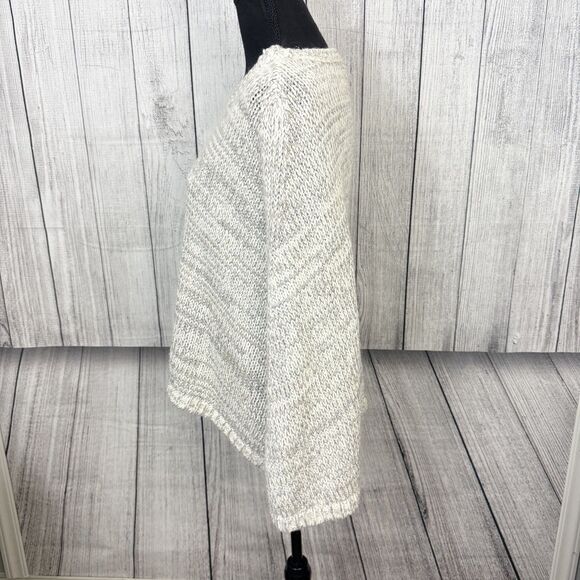 White House Black Market Women's Medium Ivory / Silver Montclair Sweater Cape - Picture 3 of 7